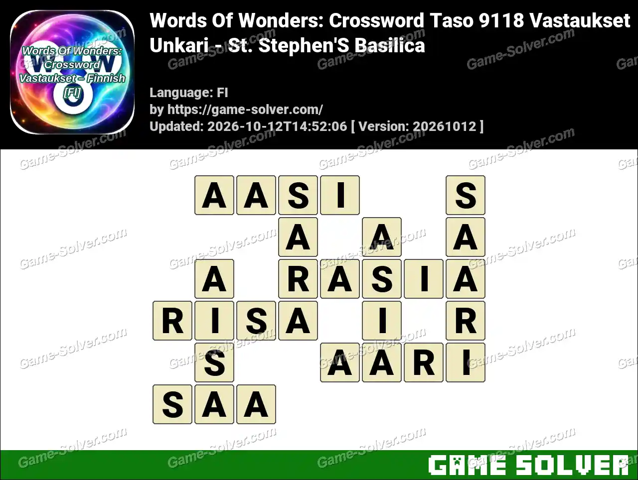 Words Of Wonders: Crossword Taso 9118 Vastaukset – Unkari – St. Stephen’S Basilica